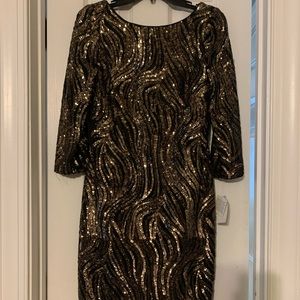 Gold and Black Sequin Dress